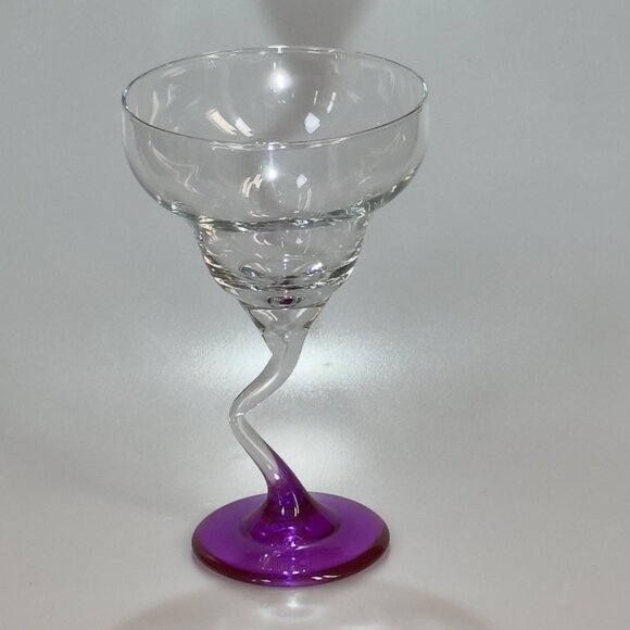 PartyLite Handmade Casa Glass Pitcher & Margarita Glass Set With Colorful Bases - Picture 14 of 16